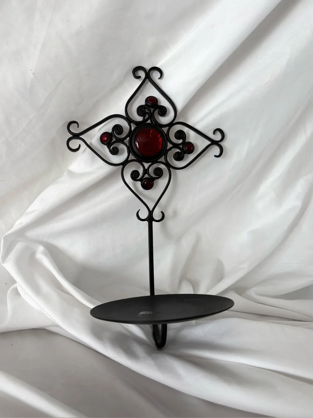 Vintage Y2K metal candle holder sconce wall decor black red gothic filigree home